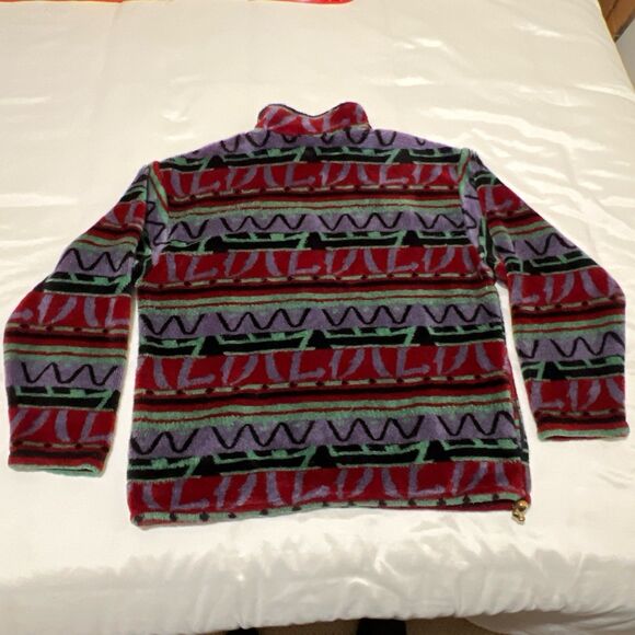 Vintage Tsunami Half Zip Fleece Sweater Aztec Pattern Hiking Men's Size L Toggle - Picture 8 of 14